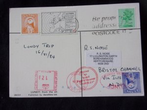 LUNDY: LUNDY STAMPS USED ON 1984 POSTCARD