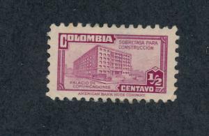   Colombia 1945 Scott RA22 used - 1/2c, Ministry of posts