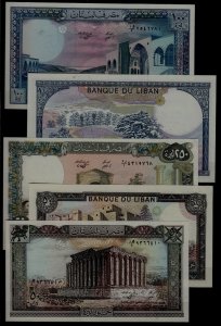 Lebanon 5 unc. banknotes