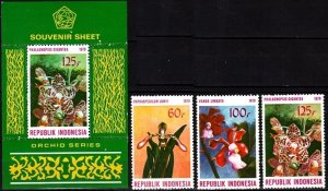 INDONESIA 1979 FLORA Plants Flowers: Orchids. Complete set and Souv. Sheet, MNH