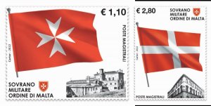 SMOM Order of Malta 2022 Flag of the Order set of 2 stamps MNH