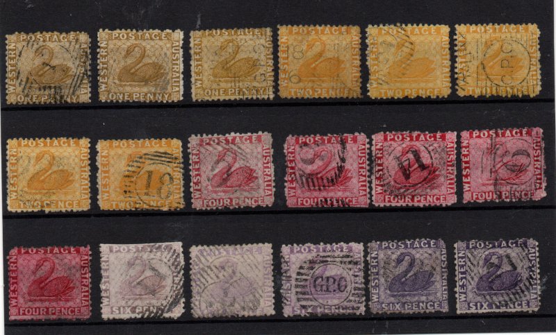 Western Australia 1864-79 fine used collection shades CC Perf 12.5 WS37036