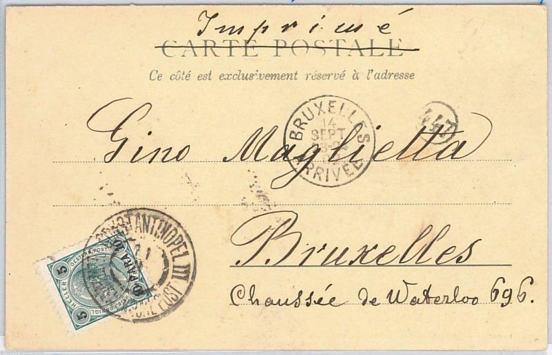 51023    Austrian Levant  TURKEY  -  POSTAL HISTORY:  POSTCARD to BRUXELLES 1902