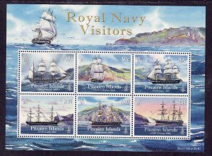 Pitcairn Is.-Sc#696- id12-unused NH sheet-Ships-Royal Navy-2009-