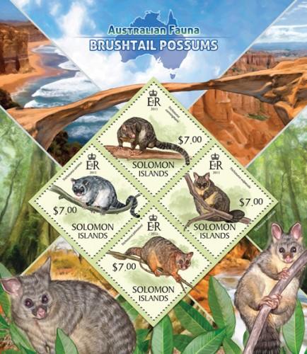 SOLOMON ISLANDS 2013 SHEET BRUSHTAIL POSSUMS WILDLIFE slm13405a