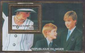 NIGER # 001 SOUVENIR SHEET PRINCESS DIANA and her CHILDREN - IN MEMORIUM