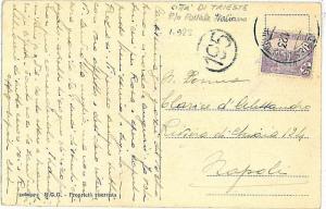 TUNISIA   POSTAL HISTORY - card  with Italian Paquebot postmark CITTA DI TRIESTE 