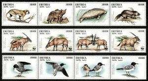 Eritrea 1996 - Endangered Species WWF - 3 Strips of 4v Each - Scott 260-62 - MNH