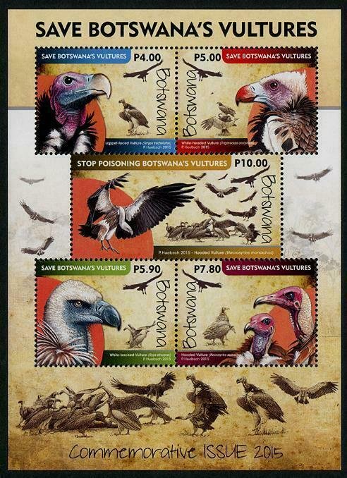 HERRICKSTAMP NEW ISSUES BOTSWANA Sc.# 987a Vultures Souvenir Sheet Mint NH