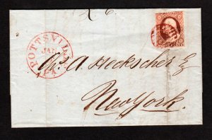 Scott #10 on Letter/envelope  Pottsville,Pa to NY Jan,9 1852  Interesting conten