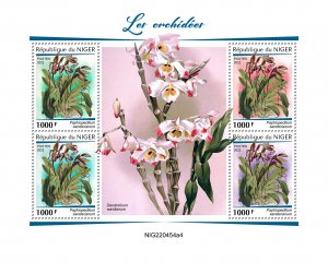 NIGER - 2022 - Orchids - Perf 4v Sheet #4 - Mint Never Hinged