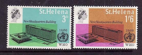 St Helena-Sc#190-1-unused NH set-WHO-Omnibus-1966-