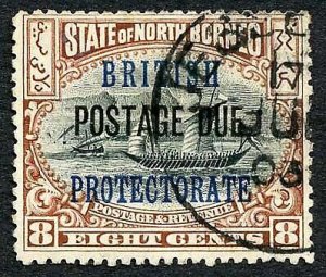 North Borneo SGD43a 8c No Spot after PROTECTORATE used Cat 28 Pounds