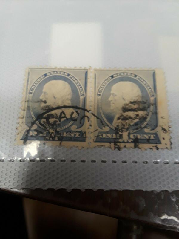 USA 1c Franklin Used Pair