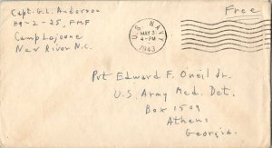 United States North Carolina U.S. Navy 1943 machine  Soldiers Free Mail  Insc...