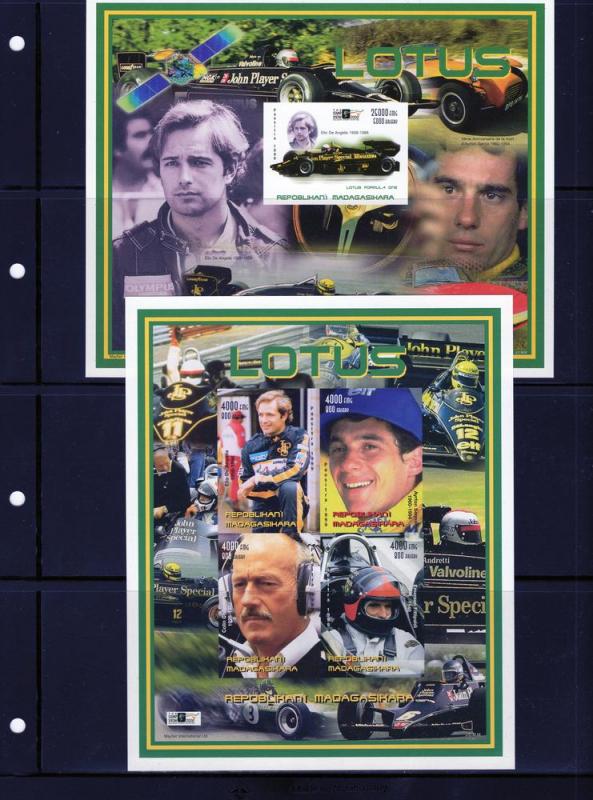 Madagascar 1999 Formula 1/Senna/De Angelis/Lotus/SPACE Shlt+S/S IMPERFORATED MNH