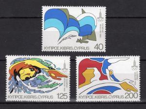 CYPRUS Sc#535-537 1980 MOSCOW OLYMPIC GAMES MNH