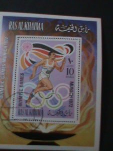 ​RAS AL KHAIMA-1972 OLYMPIC GAMES-MUNICH'72 CTO FANCY CANCEL S/S-VERY FINE