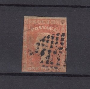 New South Wales QV 1854 1d Red Orange Imperf Double Numeral Fine Used BP9473