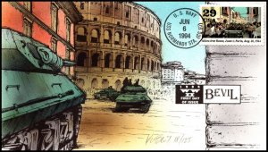 Scott 2838f 29 Cents WWII Allies Free Rome K Bevil Hand Painted FDC 18 / 125