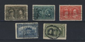 5x 1908 Quebec Used Tercent. stamps 1/2c-1c-2c-5c-7c  Guide Value = $293.00