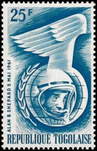 Togo Space Exploration Alan B Shepard 25F single MNH 1961