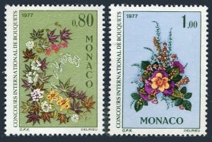 Monaco 1047-1048, MNH. Mi 1248-1249. Flower Show 1976. Design by Princess Grace.