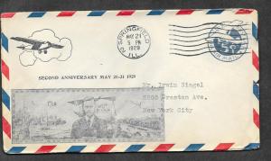 1929 Cover 2rd Anniversary Lindbergh's Flight Springfield IL