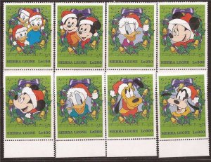 Sierra Leone1997 Disney Christmas 8 Stamp Set Scott #2069-76 19Q-199