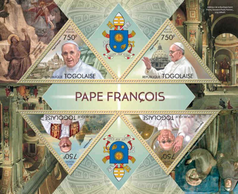 Togo - Pope Francis - 4 Stamp Sheet - 20H-621