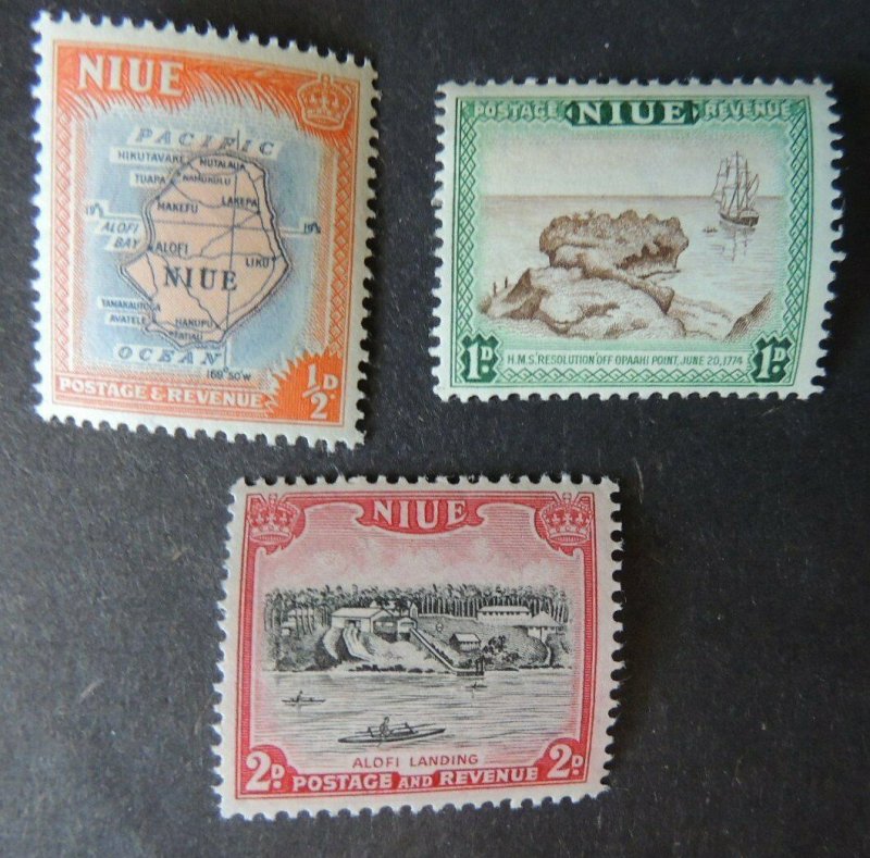 Niue 1950 maps ships resolution alofi landing 3v MM