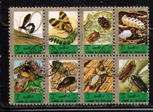 UMM AL QIWAIN Scott # ??? Used Block Of 8 Insect Stamps