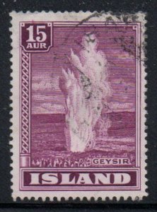 Iceland Sc 203 1938 15 aur  deep rose violet Geyser stamp used