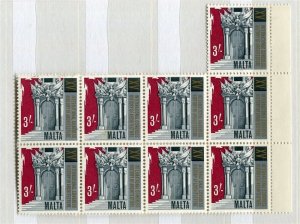 MALTA; 1967 early QEII Architecture issue MINT MNH 3s. BLOCK