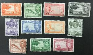 CAYMAN ISLANDS, #100-110, 1938-43 short set of 11. FVF & MNH. CV $102.50. (BJS).