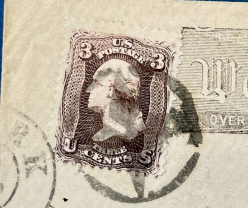 CDRK US Cover Virginia City, NJ per steamer  in New York City with 1861 3 cent