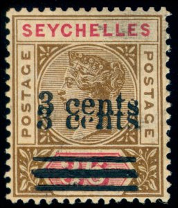 MOMEN: SEYCHELLES SG #39a 1901 DOUBLE SURCHARGE UNUSED