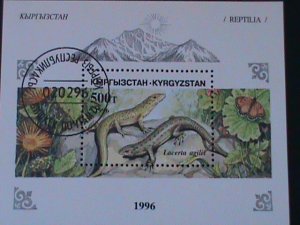 KYRGYZSTAN 1996 -PREHISTORY ANIMALS CTO S/S- VF-FANCY CANCEL