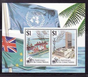 Tuvalu-Sc#708- id7-unused NH sheet-UN anniversary-Flags-1995-