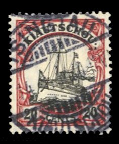 German Colonies, Kiauchau #37 Cat$15, 1904 20c lake and black, used