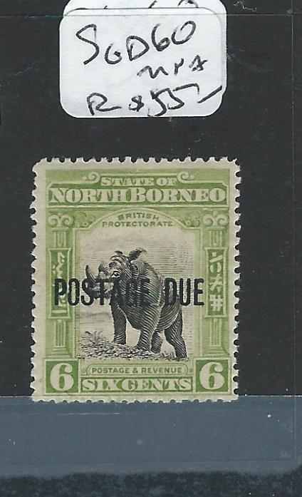 NORTH BORNEO (P2207B) 6C RHINO POSTAGE DUE SGD60  MNH