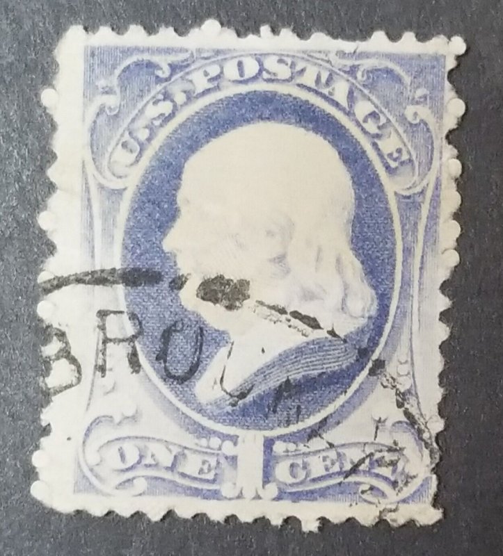 1870 US Scott 145 1c BEN FRANKLIN Stamp Used z9241