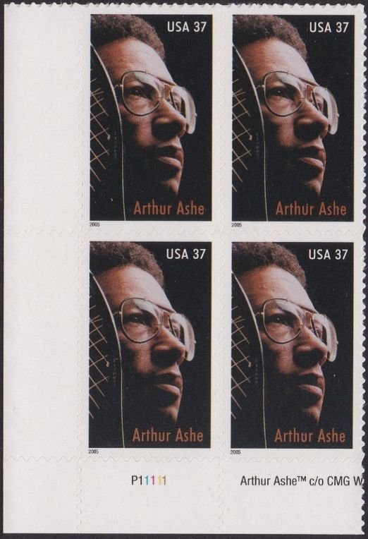 3936 Arthur Ashe Plate Block MNH