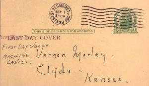 United States Iowa West Des Moines 1939 machine  1938-1972  Postal Card  Phil...