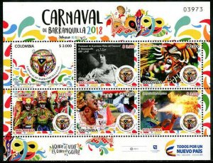 HERRICKSTAMP NEW ISSUES COLOMBIA Sc.# 1477 Barranquilla 2018 Carnival Sheetlet