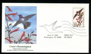 US 2644 Costa's Hummingbird UA Fleetwood cachet FDC