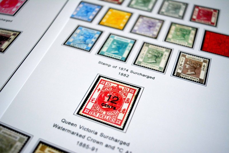 COLOR PRINTED HONG KONG [CLASS.] 1862-1949 STAMP ALBUM PAGES (13 illustr. pages)