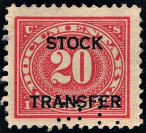 RD6 20¢ Revenue: Stock Transfer (1918) Perfin