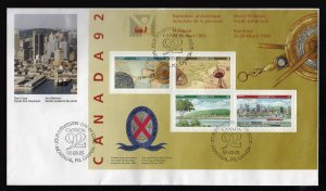 CANADA - SC#1407a CANADA 92 Philatelic Exhibition Souvenir Sheet (1992) FDC