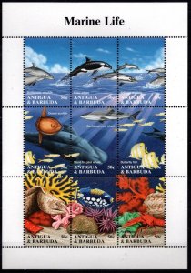 Antigua & Barbuda 1994 Marine Life Fish Dolphin Corals Sc 1806 Sheetlet MNH 7675